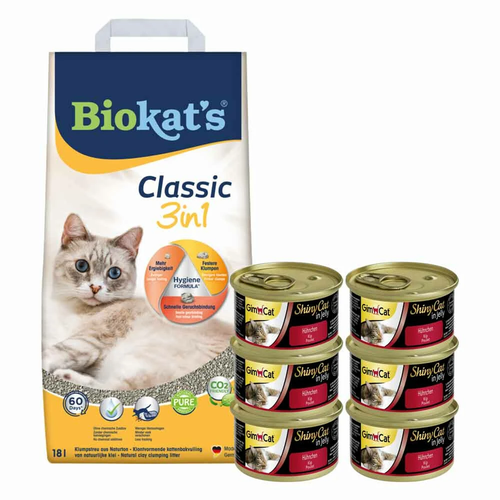 Biokatu0027s Classic & GimCat ShinyCat In Jelly Kip Pakket 1 Biokatu0027s Classic & GimCat ShinyCat In Jelly Kip Pakket