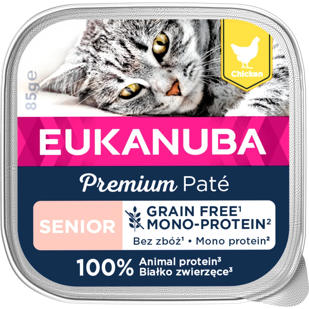 16x Eukanuba Kippen Pate Graanvrij Senior Kat 1 16x Eukanuba Kippen Pate Graanvrij Senior Kat