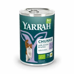 12x Yarrah Bio Kattenvoer Chunks Kip - Kalkoen